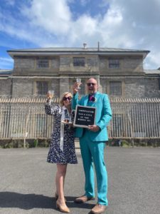 Wedding guests at Shepton Mallet Prison